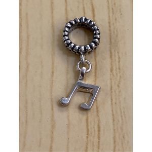 .925 Vintage Music Note dangly from Ornate Ring Sterling Silver Jewelry Charm